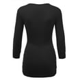thumbnail image 2 of Made by Johnny Women's Deep V-Neck 3/4 Sleeve Slim Fitted T-Shirt Casual Cross Surplice Wrap Tops S BLACK, 2 of 6