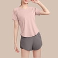 thumbnail image 4 of Hrsba Short Sleeve Tops For Women Solid Color Breathable Fast Drying Yoga Active Wear Casual Lightweight Summer Tops For Women, 4 of 4