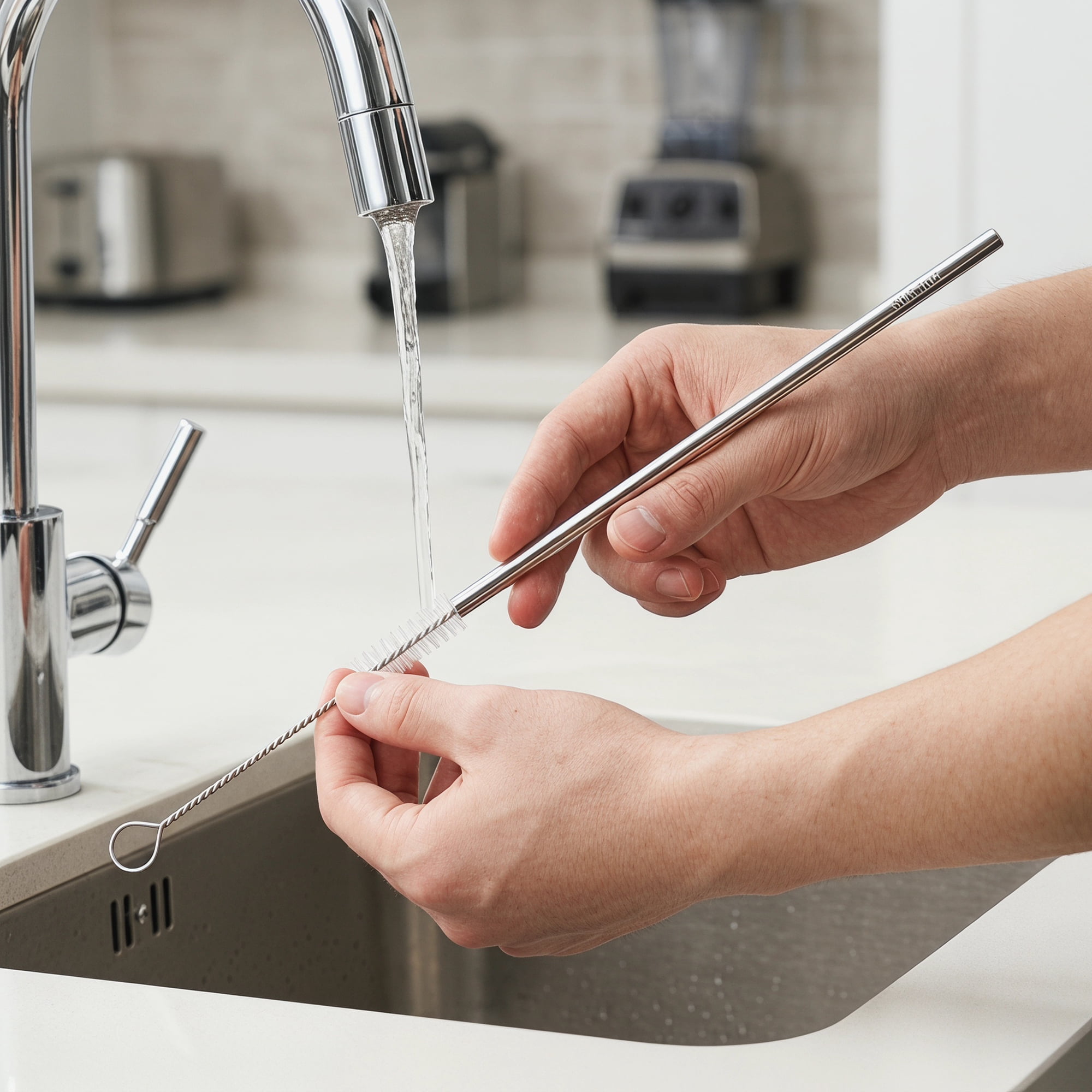 Unique Bargains 8Pcs Reusable Stainless Steel Straws with Brush Straight Pipe 0.2" x 10.4"