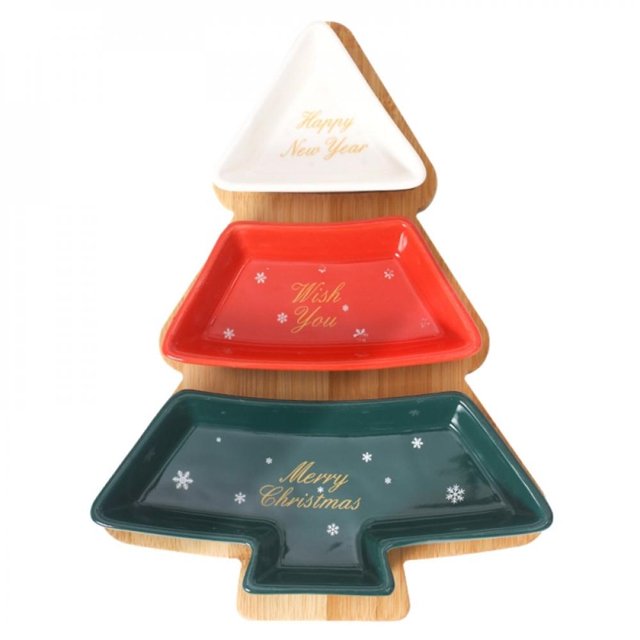 Popvcly 3Pcs/set Christmas Tree Trays Christmas Tree Plates Dishes