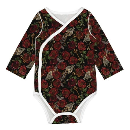 

Matuu Fishbone Rose for Baby Long-Sleeve Bodysuit Soft Cotton Comfortable and Breathable Perfect for Newborns and Infants