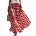 thumbnail image 6 of Boho Skirts for Women Summer Midi Length Loose Fit Plaid Long Flowy Elastic Waist A-Line Skirt Beach Vacation Red XXL(XXL), 6 of 6