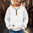 thumbnail image 2 of Boys Hoodies Youth Long Sleeve Athletic Sweatshirt Kids Quarter Zip Hooded Pullover Fall Winter Casual Warm Tops With Pocket, 2 of 6