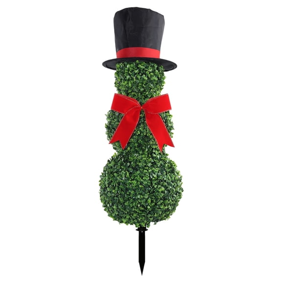 3 Tier Snowman Topiary Garden Stake Christmas Yard Decor Weather Resistant Winter Outdoor Ornament For Backyard Patio Flower Bed Planter And Holiday Themed Garden Space