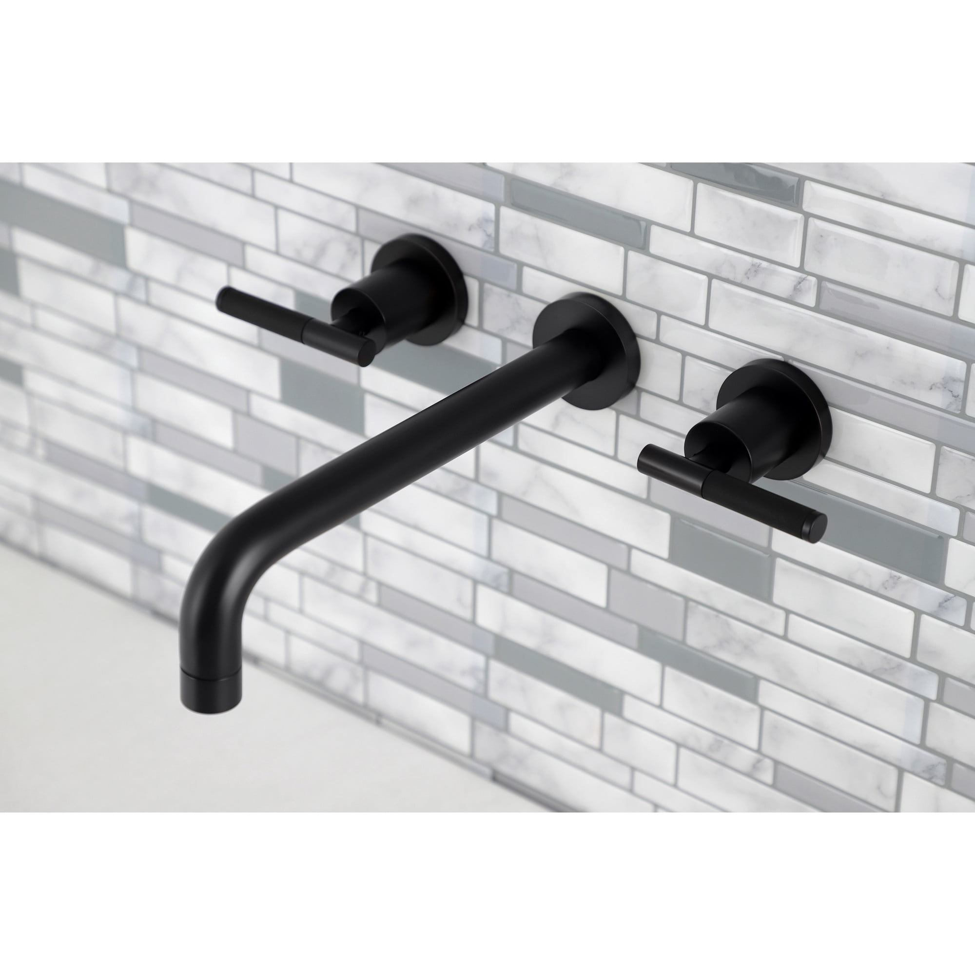 Kingston Brass KS8020CKL Kaiser Two-Handle 3-Hole Wall Mount Roman Tub Faucet in Matte Black