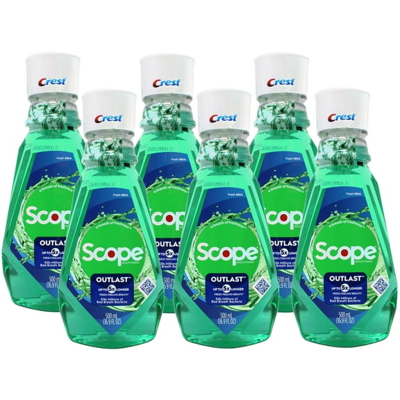 Crest Plus Scope Outlast Mouthwash, Mint 16.90 oz (Pack of 6)