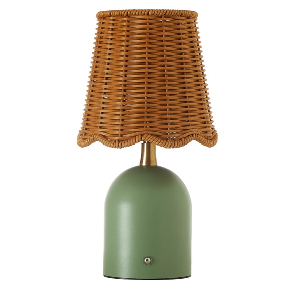 Stylehouse 12" Green Rattan Rechargeable LED Lamp