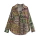thumbnail image 2 of HH TRAF Camisa con estampado de hilo metálico retro de moda de otoño para mujer, camisa elegante y elegante de manga larga con solapa, estilo callejero, informal, 2 of 4