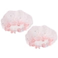 thumbnail image 1 of MasteelfCA 2pcs Waterproof Shower Caps Satin Beauty Caps Bathing Caps Bathroom Caps, 1 of 7
