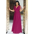 thumbnail image 3 of KOH KOH Long Bridesmaid Wedding Guest Sleeveless V-Neck Full Floor Length Flowy Sexy Wrap Formal Evening Cocktail Party Tall Maxi Dress Gown For Women Fuchsia Magenta Pink XX-Large US 18-20 NT333, 3 of 6