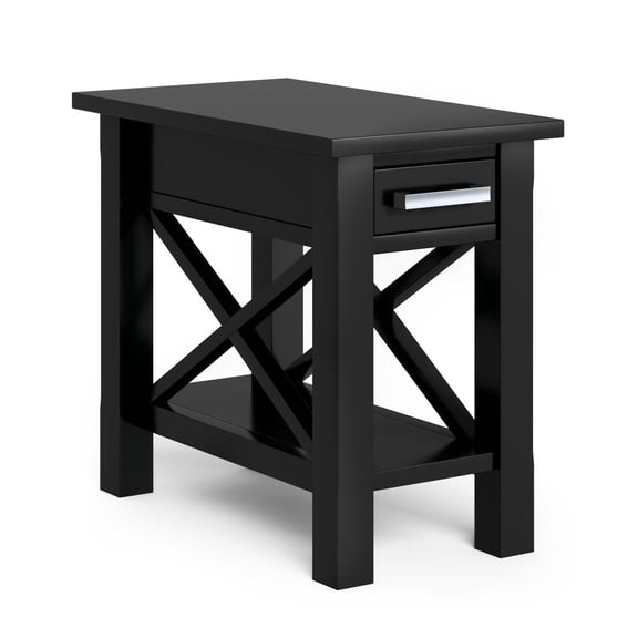 Simpli Home Kitchener 14 inch Wide Solid Wood Contemporary Narrow Side Table in Black