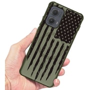 Nakedcellphone Flex Series for Motorola Edge 2024 Phone Case (Compatible with MagSafe) - Army Green Rugged USA Flag