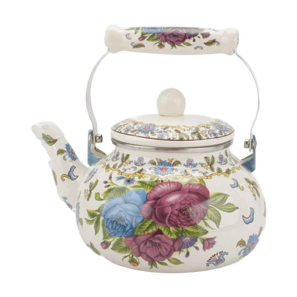 Tetera esmaltada, Tetera de esmalte floral, Regalo para amantes del té de 2,5 l, Tetera de agua caliente, Tetera para casa de té, hotel, picnic, al Estilo A