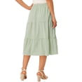 thumbnail image 3 of INSPIRE CHIC Women's Gingham Skirt Summer Casual Drawstring Waist Tiered Plaid A-Line Midi Skirts Green XL, 3 of 6