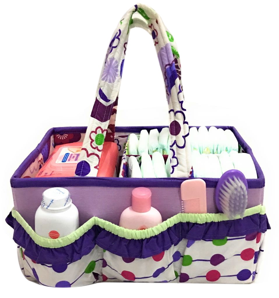 Bacati - Nursery Storage Caddy Botanical Purple/Lilac/Green/Plum Girls