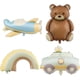 thumbnail image 1 of 4 Pcs Birthday Balloons,Big Brown Bear Balloons Matte Rainbow Balloon Foil Balloons Cute Airplane Mylar Balloons Cartoon Car Party Decorations Ballons, 1 of 4