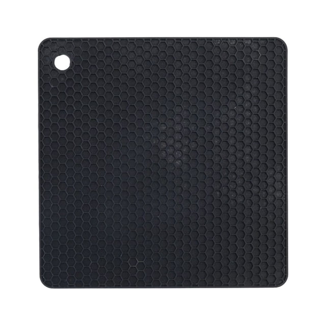 Injueey Almohadillas antideslizantes de gel de sílice, soporte para olla, estera de silicona resistente al calor para fácil limpieza y Almacenamiento y organización del hogar Negro