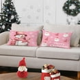 thumbnail image 3 of Set of 4 Christmas Pillow Covers 12x20 Inch Merry Christmas Pillow Cases Velvet Christmas Throw Pillow Covers Cute Pink Xmas Holiday Outdoor Couch Sofa Cushion Covers (Lumbar), 3 of 6