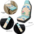 thumbnail image 6 of Xixirimido Car Seat Covers Front Seats Leather Universal Fit for Cars, Vans, Trucks, SUV, Set of 5 Car Seat Protector with Seatbelt Covers & Center Console Cover, Cute Dolphins Beach Floral, 6 of 8