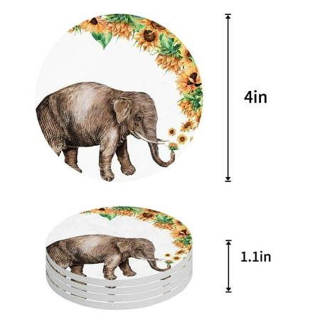 

KXMDXA Cactus Set of 8 Round Coaster for Drinks Absorbent Ceramic Stone Coasters Cup Mat with Cork Base for Home Kitchen Room Coffee Table Bar Decor