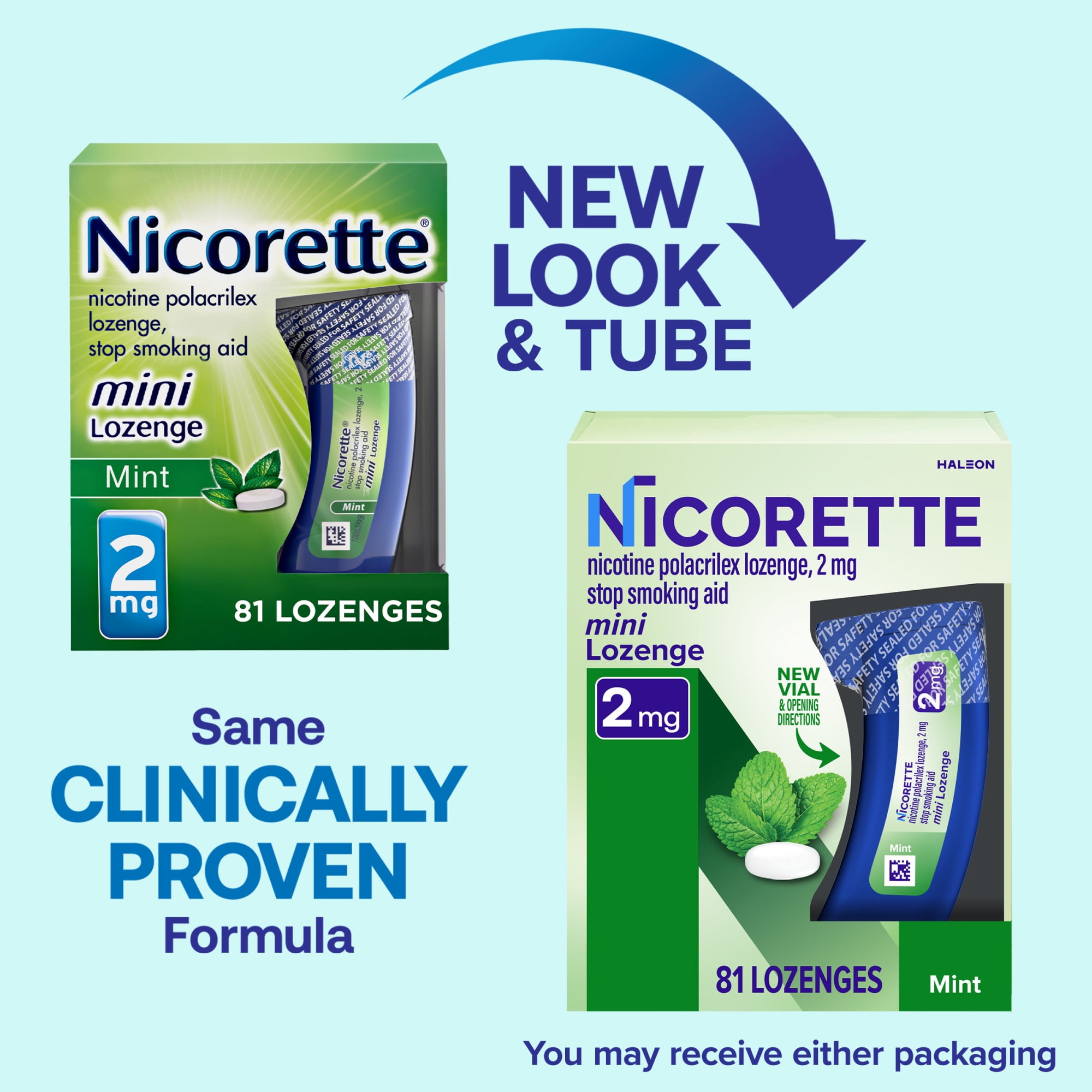 (2 pack) Nicorette Mini Nicotine Lozenges Stop Smoking Aid 2 Mg Mint - 81 Ct