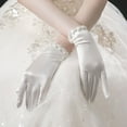 thumbnail image 5 of Elegant Women Wedding Short Gloves Full Finger Pearls  Wrist Length Costume Prom Party Gloves white gloves gelin Bridal Short Gloves, Wrist Full Finger Gloves for Wedding Opera Dinner Party Dance, 5 of 6