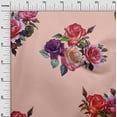 thumbnail image 2 of oneOone Tissu Polyester Lycra Imprimé Aquarelle Feuilles et Roses Tissu de Couture BTY 56 Pouces de Large, 2 of 4
