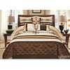 7 Pieces Complete Bedding Ensemble Beige Brown Gold Luxury Embroidery Comforter Set Bed-in-a-bag Queen Size Bedding- Yasmen