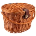 thumbnail image 2 of Panier avant en Osier pour Guidon Style Classique Marron avec Couvercle et Poignée 1 Pce, 2 of 9