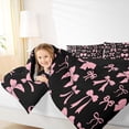 thumbnail image 4 of jejeloiu Cartoon Bow Knot Twin Comforter Sets,Pink Black Bowknot Bedding Set For Girl Reversible 2pcs, 4 of 8