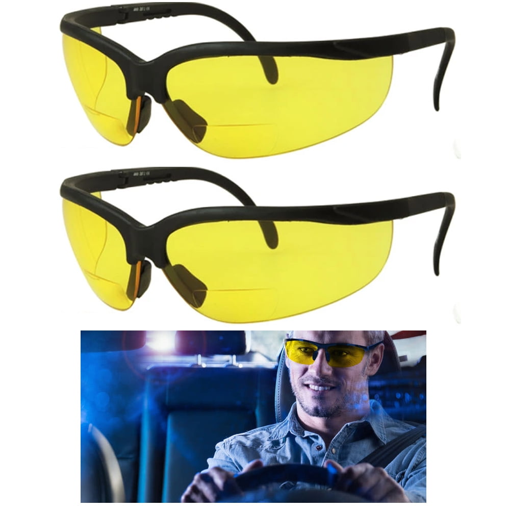 The Clark HD Night Driving Safety Glasses with Bifocal Readers 
