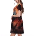 thumbnail image 2 of Lsque Sunset Blossoms Phoenix Perch Print Women's Casual Dress T-Shirt Summer Short Sleeve Scoop Neck Swing Dresses, 2 of 6