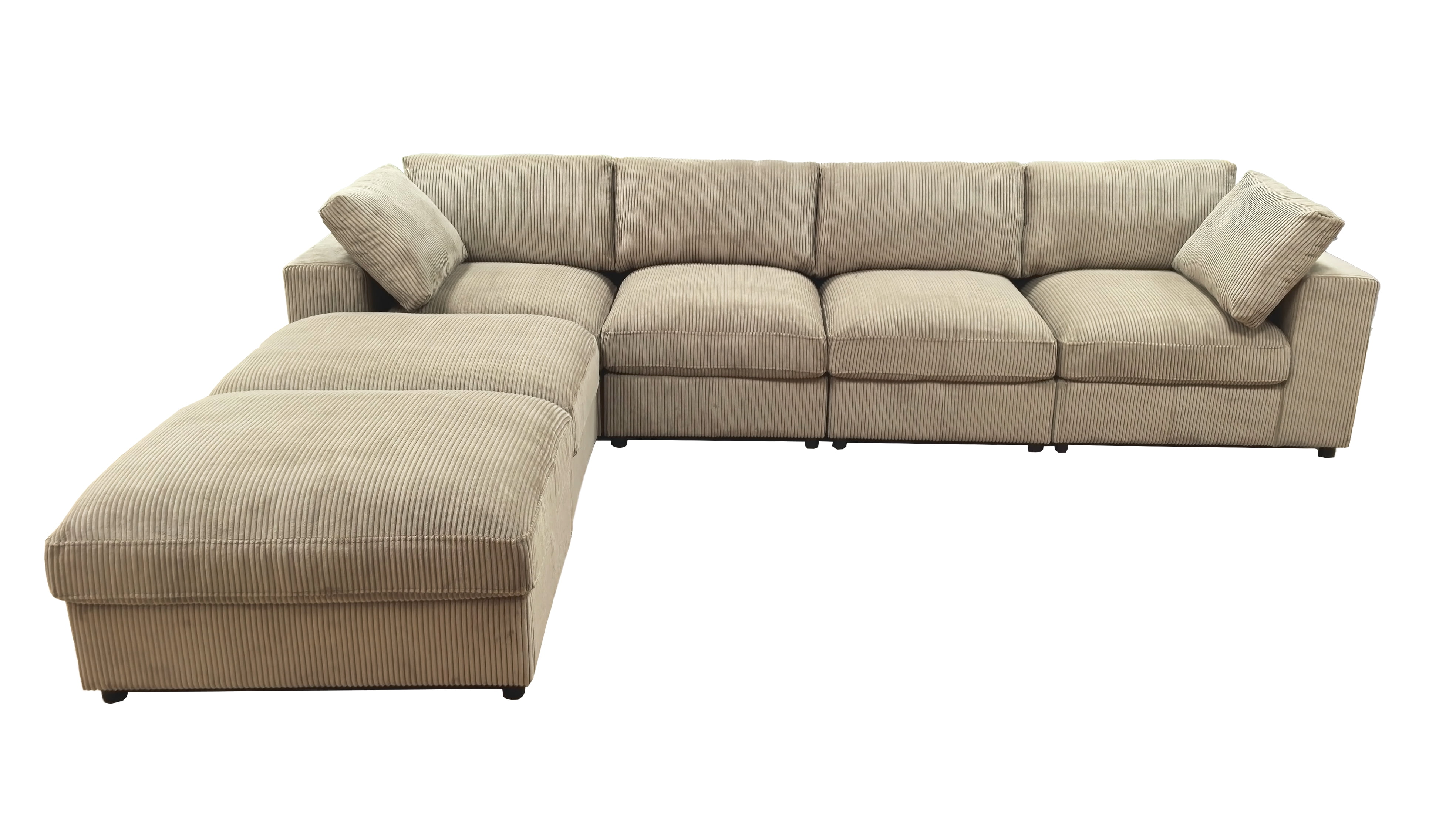 Howcool Cloud Couch Modular Sectional Sofa 6 Seat 132" L Shaped Reversible Convertible Couch, Corduroy Thick Cushion with Movable Ottomans, Washable Removable Cover for Living Room,Camel