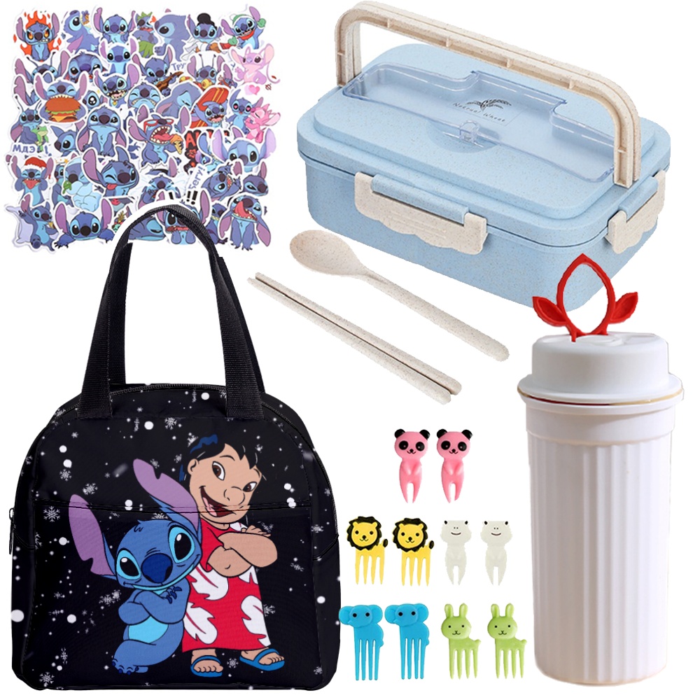 Stitch Lunch Box Cartoon Cute Lunch Box with Cutlery For Boys Girls