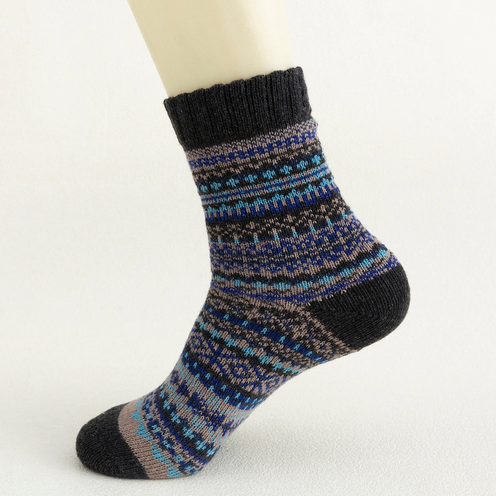 Hxshgdsn 5 Pairs Womens Stocking Stuffers Sockings Winter Gifts Wool Soft Warm Cozy Crew Socks Black,White,Gray,Wine,Blue One Size