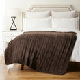 thumbnail image 4 of Battilo Brown Cable Knit Blankets, Herringbone Decorative Knitted Throw,Housewarming Gifts,50"x60", 4 of 6