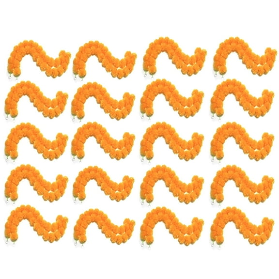 20 Pcs Marigold Garland for pooja/puja decoration indian 100ft(20x5ft) Long Artificial Orange Marigold Flower Garlands
