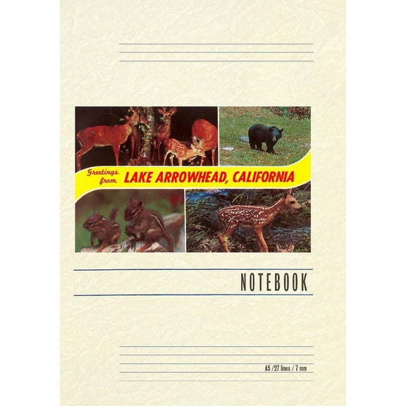 Vintage Lined Notebook Greetings from Lake Arrowhead, California (Paperback)