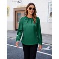 thumbnail image 4 of Womens Dressy Business Casual Blouse Pleated Long Sleeve Tops Satin Silk Work Shirt Fall Outfits 2024, 4 of 6