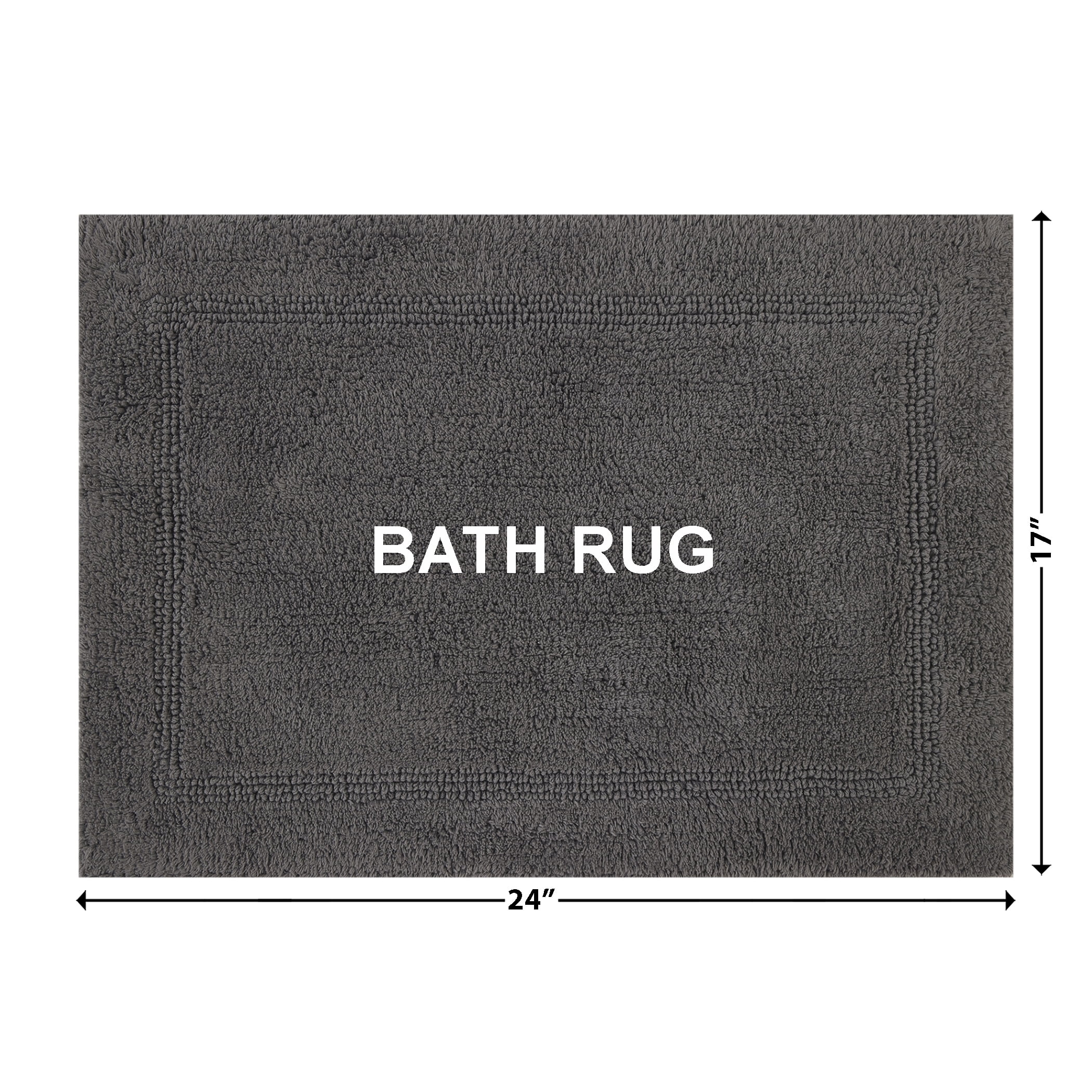 Better Homes & Gardens Cotton Reversible Bath Rug, Grey Flannel, 17" x 24"