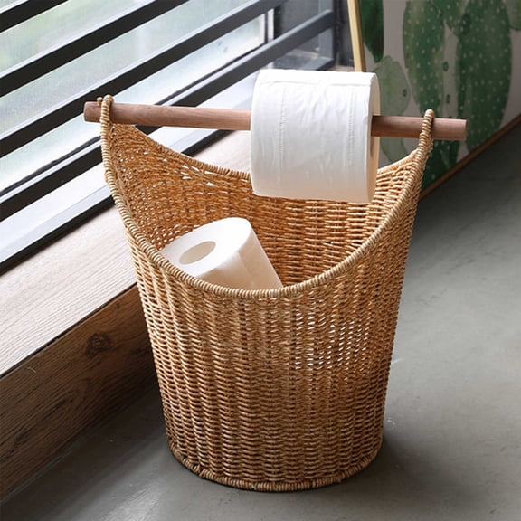 Japceit Woven Tissue Storage Basket, Rattan Look Napkin Organizer Bin, Decorative Snack Container For Living Room Desk, Farmhouse Toilet Paper Holder, Countertop Decor