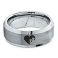 thumbnail image 2 of Tungsten Heart Yin Yang Dog Cat Lovers Band Ring 8mm Men Women Comfort Fit Gray Step Bevel Edge Brushed Polished, 2 of 4