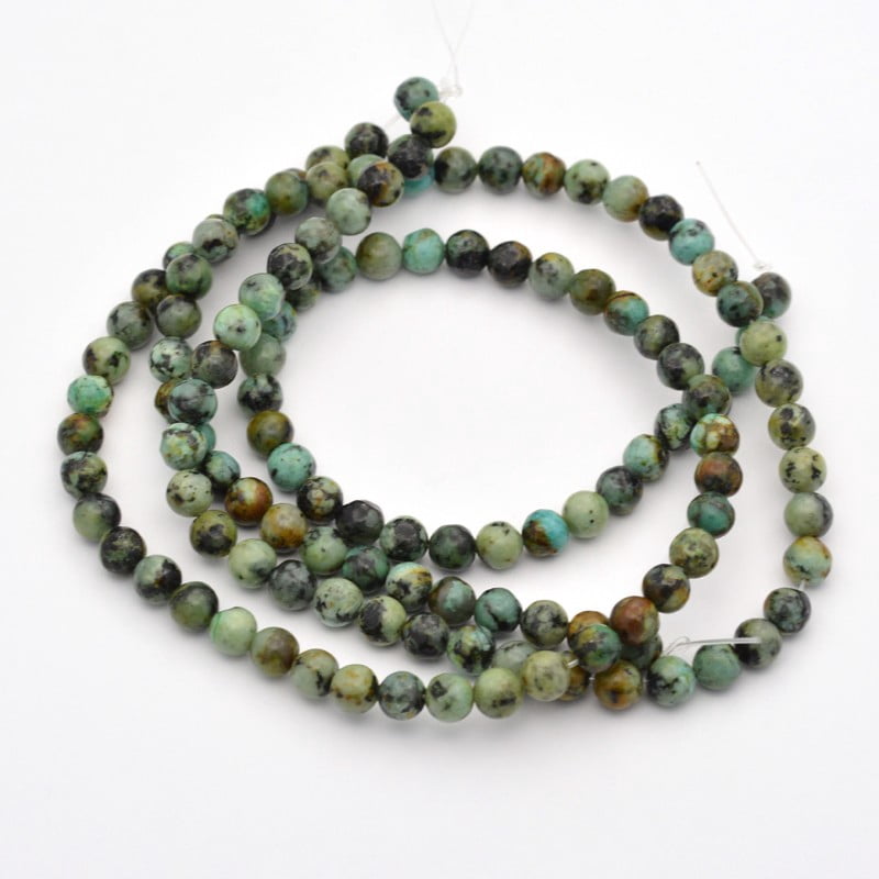 Natural African Turquoise(Jasper) Round Beads Strands Dark Sea Green 10mm Hole: 1mm 38pcs/strand 15 inch