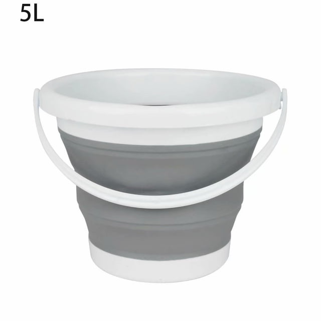 Cubo plegable - 5 litros - Diseño compacto que ahorra espacio - Ideal para limpieza interior y exterior, limpieza del hogar, ventanas y automóviles - Gris Sailing Electrónica