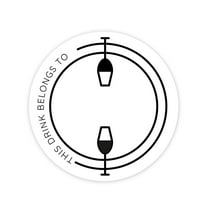 Koyal Wholesale Round Vinyl Drink Stickers, This Drink Belongs To, Minimal Double Wine Glass, Blank Drink Labels 80-Pack