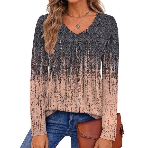 Fantaslook Womens Tops Dressy Casual Pleated Blouses V Neck Long Sleeve Shirts Fall Tunic Tops
