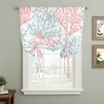 thumbnail image 2 of Red Blue Coral Coastal Tie Up Curtains for Kitchen Windows,Adjustable Rod Pocket Valance 54 Inch Long, Summer Beach Seaside Nautical Window Treatment Balloon Roman Blind Shade, 42" x 54", 2 of 9
