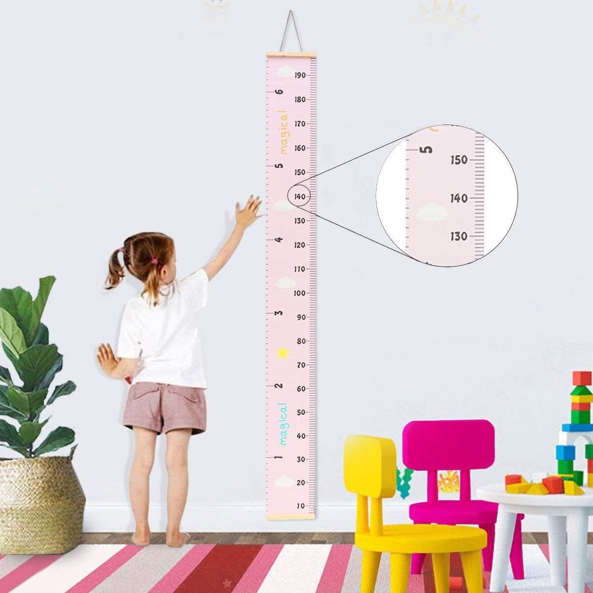 f canvas and wood wall growth chart animal print height measurement