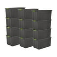 thumbnail image 1 of Sterilite 45 Gallon Plastic Stackable Storage Tote w/ Lid & Wheels, 12 Pack, 1 of 8