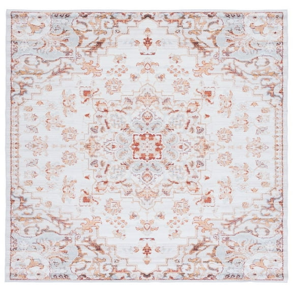 SAFAVIEH Tucson Rosario Traditional Machine Washable Area Rug, 6'6" x 6'6" Square, Beige/Grey